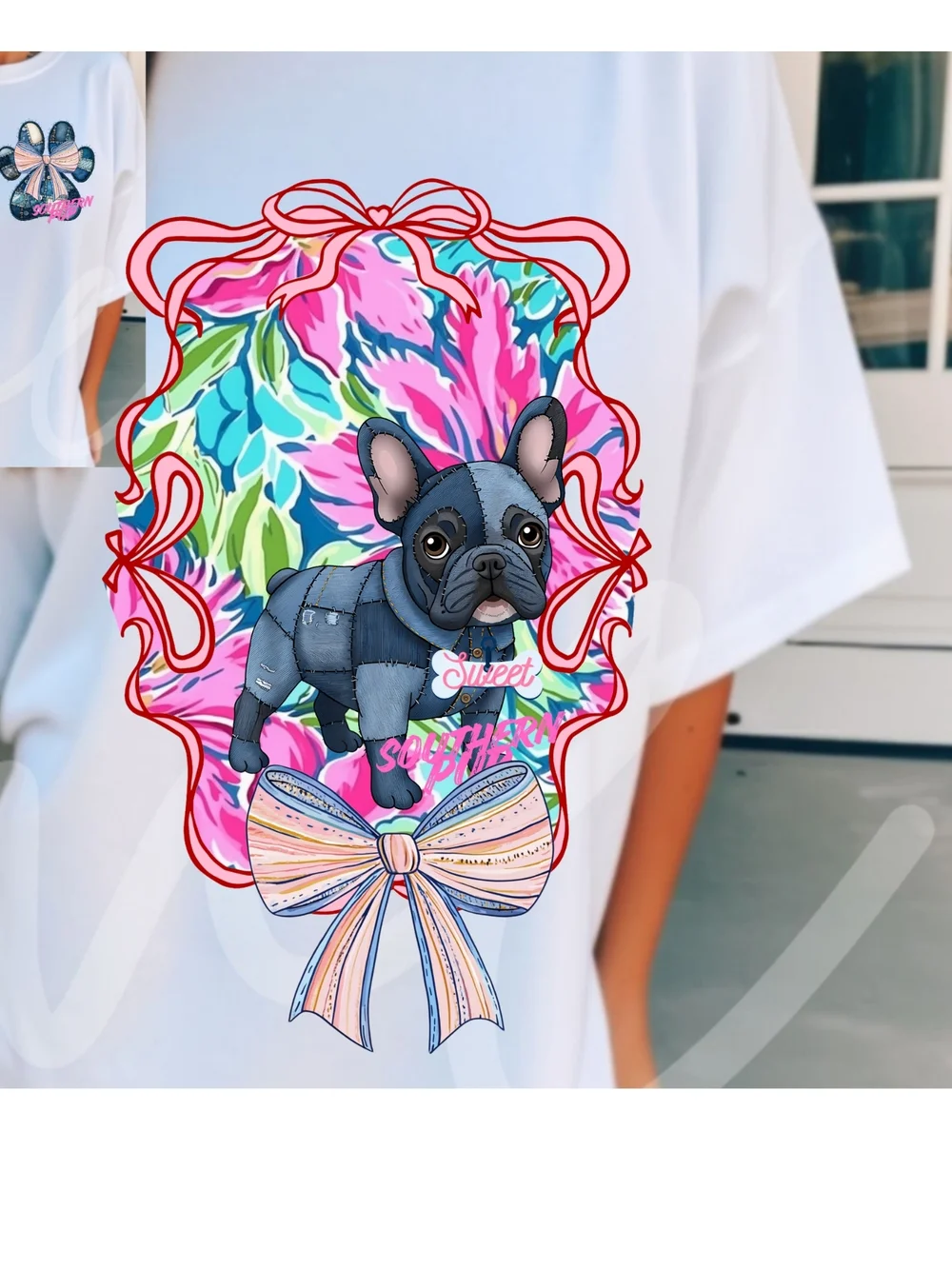 Gildan White Tee with Colorful Dog Graphic - Picture 6 of 9